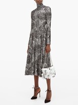 Thumbnail for your product : Paco Rabanne Hawaiian Palm-print Lurex And Velvet Midi Dress - Black Silver