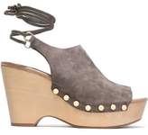 Diane Von Furstenberg Studded Suede Platform Wedge Sandals
