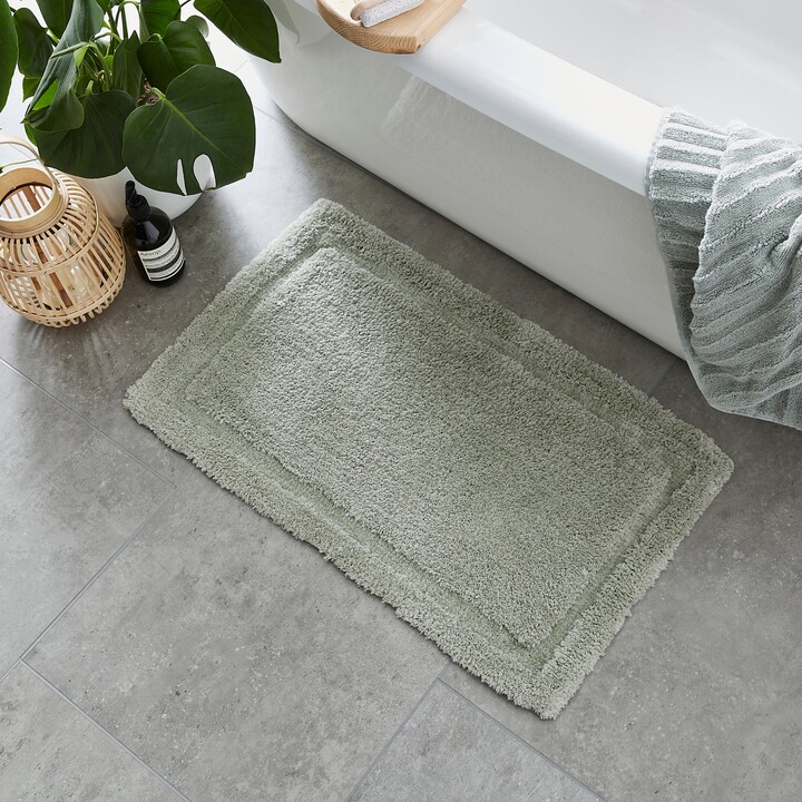 Dunelm Tufted Border Bath Mat, Sage Green Light Green ShopStyle