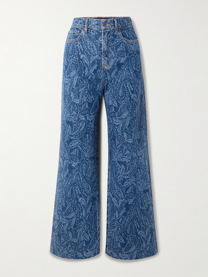 Veronica Beard Taylor Paisley-print High-rise Wide-leg Jeans - Blue