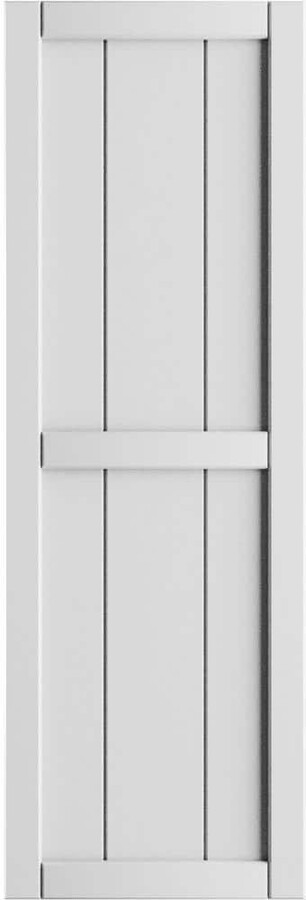 21-1/2 in. x 68 in. True Fit PVC 4-Board Framed Board and Batten Shutters in White (Per Pair)