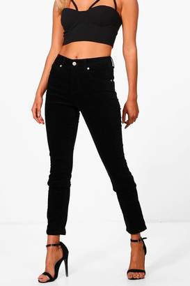 boohoo Black Velvet Skinny Jeans