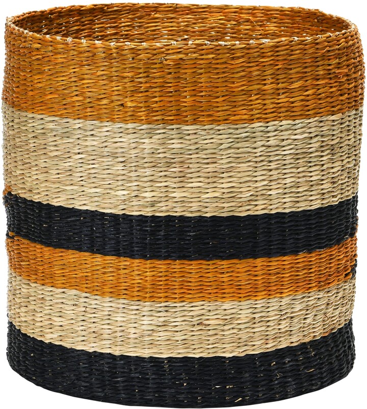 Mdesign Woven Seagrass Home Storage Basket With Lid, Set Of 3