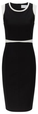 HUGO BOSS Stretch Jersey Shift Dress With Contrast Details - Black