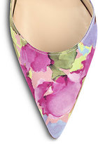 Thumbnail for your product : Manolo Blahnik Floral-Print Satin Slingback Pumps