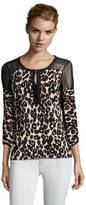Thumbnail for your product : Nanette Lepore black leopard print woven keyhole detail blouse