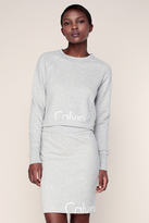 Calvin Klein Jupe Coton Jersey Gris Chiné Imprimé Logo