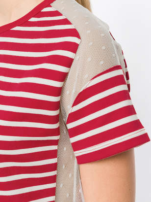 RED Valentino mesh insert striped T-shirt