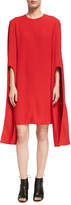 Narciso Rodriguez Cape-Sleeve Viscose Shift Dress, Red