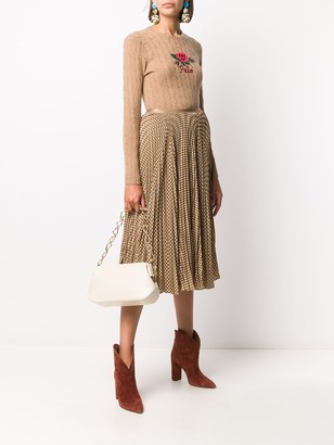 Polo Ralph Lauren Houndstooth Pleated Midi Skirt