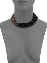 Thumbnail for your product : Brunello Cucinelli Hematite, Agate & Leather Necklace