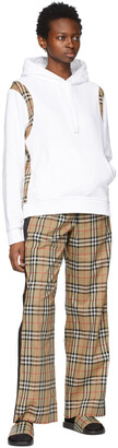 Burberry White Oversized Vintage Check Panel Hoodie