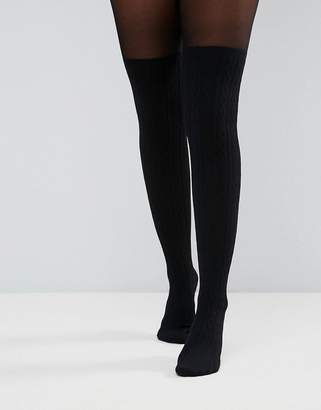 ASOS DESIGN cable over the knee tights with control top