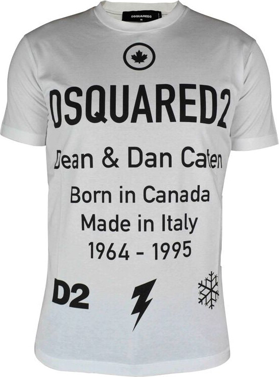 DSQUARED2 White Cotton T-Shirt With Graphic Logo Detailing
