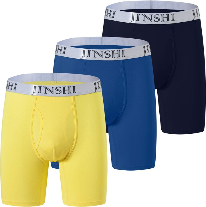 JINSHI Men's Bamboo Boxer Briefs Long Leg Comfortable Underwear