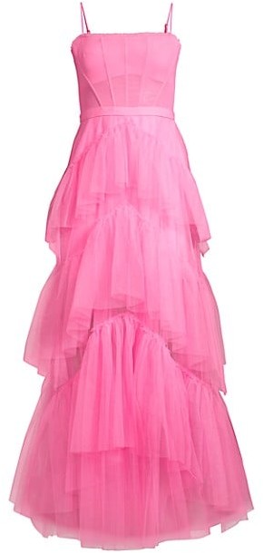 bcbg pink ruffle dress