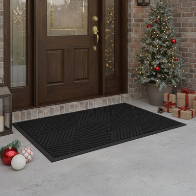 East Urban Home Heavy-Duty Natural Rubber Front Door Mat, Absorbs Dust And Moisture, Low-Profile Easy To Clean, Suitable For Indoor/Outdoor Entrances.