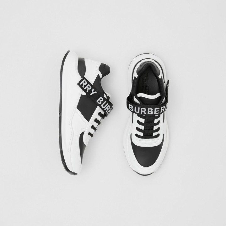 burberry metallic leather and nylon union sneakers