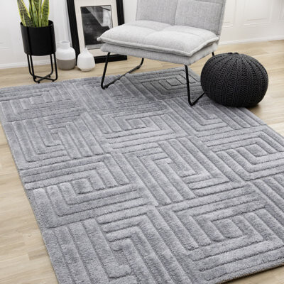 Hokku Designs Intrigue Solid Non Slip Rugs With Shag Pile Organic Area Rug Geometric Floor Carpet Mats