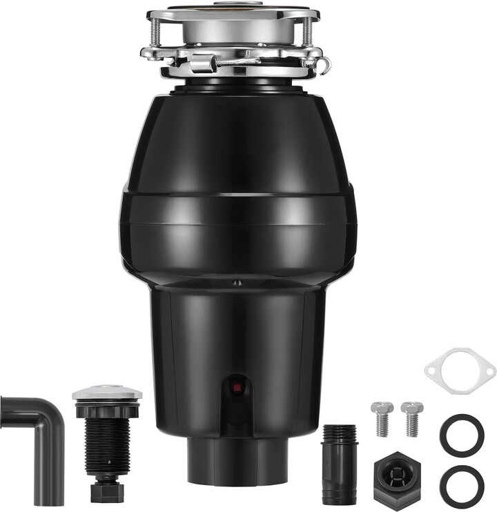 KFFKFF Garbage Disposal, 1/2 HP 3450RPM Constant Operation Food Refuse Device, 3-Bolt Attachment Food Scraps Pulverizing System with Noise Diminishing, Electric Cable & Splash Protector