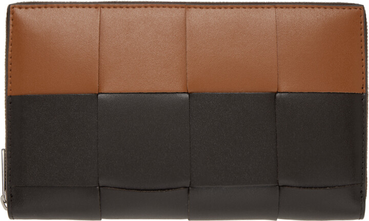 Bottega Veneta Brown & Tan Cassette Zip Around Wallet