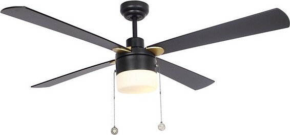 Carro USA Amalfi Pull Chain Ceiling Fan with Light in Black, 4 Blades