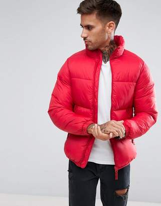 Pull&Bear Puffer Jacket In Red
