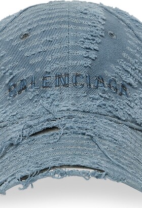BALENCIAGA キャップ LASER DESTROYED cap Balenciaga BB Laser Destroyed Velcro Tab Cap Black/White - US