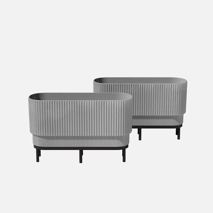 Veradek Demi Extra Large Gray Plastic Raised Rectangular Planter with Black Stand (10 in. L x 30 in. W x 18.25 in. H) (2-Pack)