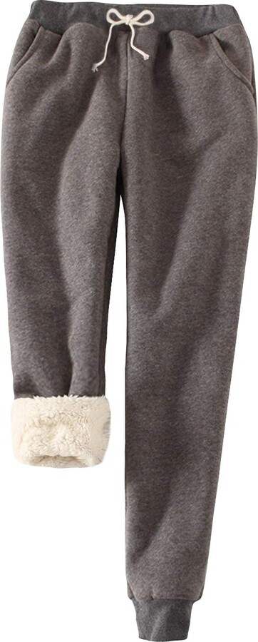AOCRD Womens Warm Lounge Pants Sherpa Lined Fleece Jogger