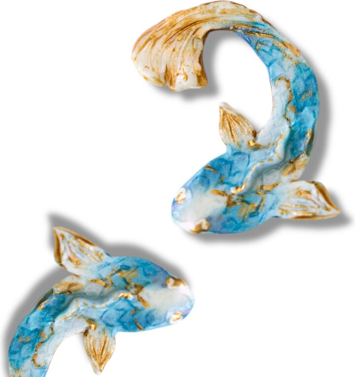 Sunset Magic Studio Koi - Blue Asymmetrical Fish Earrings