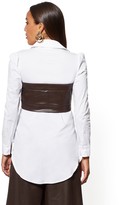 Thumbnail for your product : New York & Co. Petite Poplin/Faux Leather Top