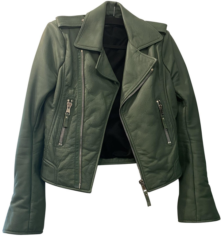 Balenciaga Khaki Leather Leather jackets - ShopStyle