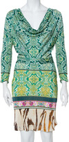 Thumbnail for your product : Roberto Cavalli Multicolor Printed Cowl Neck Long Sleeve Dress M
