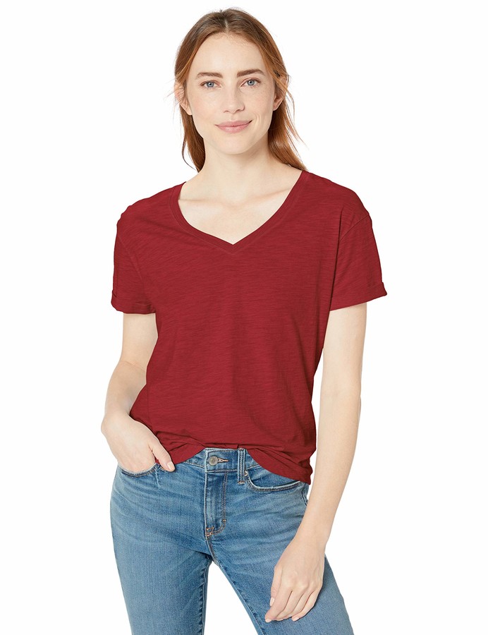 denim shirt red