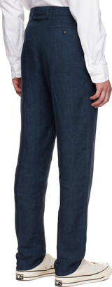 Sunspel Navy Creased Trousers
