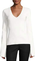 Thumbnail for your product : SOLACE London Orlina V-Neck Slit-Cuff Crepe Top