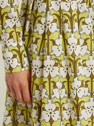 Prada Iris Print Cotton Poplin Skirt - Womens - Green Print