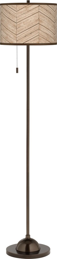 Rustic Woodwork Giclee Glow Bronze Club Floor Lamp