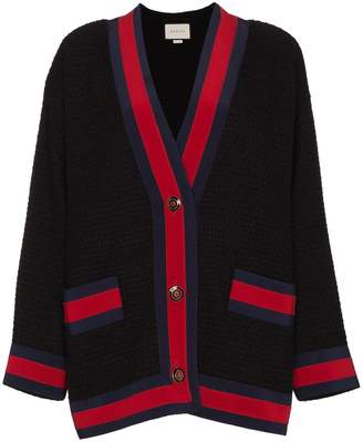 Gucci Tweed Contrast Stripe Cardigan