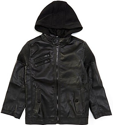 Urban Republic Big Boys Hooded Coated Moto Jacket