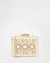 Thumbnail for your product : Aldo Box Clutch With Rhinestone Detail in Nude