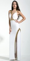 Thumbnail for your product : Mignon Illusion beaded slit prom dresses