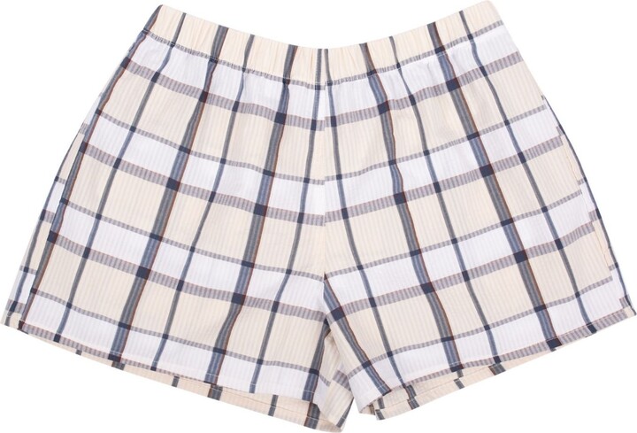 Le Colonel Neutrals / White Beige Tiles Seersucker Pyjama Shorts