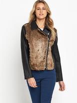 Thumbnail for your product : Love Label PU and Fur Trim Biker Jacket