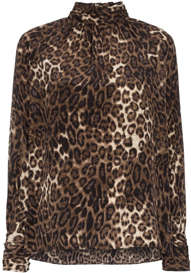Nili Lotan Alana leopard print silk blouse - ShopStyle Long Sleeve Tops