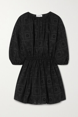 Matteau + Net Sustain Broderie Anglaise Organic Cotton-poplin Mini Dress - Black