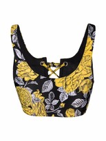 Thumbnail for your product : Ganni Lace-Up Back Floral Bikini Top