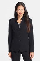 Thumbnail for your product : Santorelli Convertible Collar Three-Button Wool Crepe Blazer