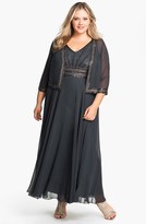 Thumbnail for your product : J Kara Embellished Chiffon Gown & Jacket (Plus)